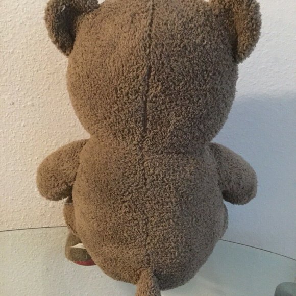 Hugfun Big Teddy Bear Plush Brown Red 22” With Plaid Bow Stuffed Animal lovey - Picture 5 of 7